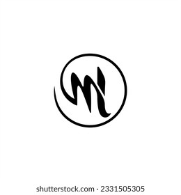 M logo L design in circle line vector graphic