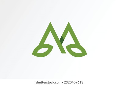 M logo with leaf icon. This logo was created using letter M elements and leaf icon in a simple and elegant style. This logo is easy to remember and can be applied in various media.