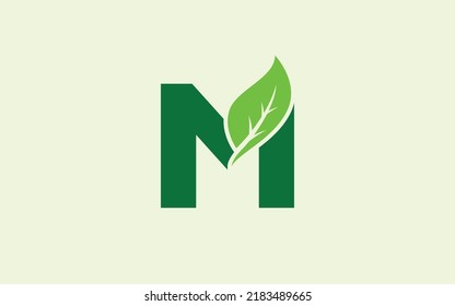 M logo leaf for identity. nature template vector illustration for your brand.