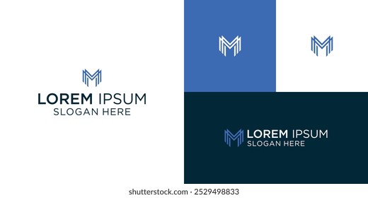 Diseño de la letra del logotipo de M en fondo de lujo. 