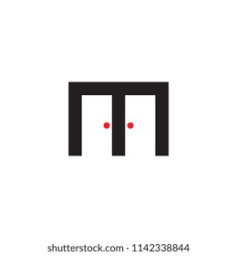 M logo letter with door 