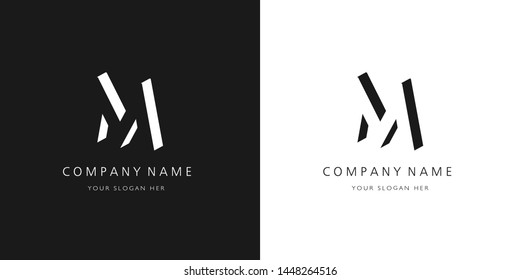 M logo, modern design letter character	