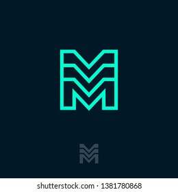 M logo. Module emblem. Building logo.M monogram. M letter on a dark background. 