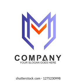 M logo with mono line shape business logo template