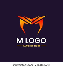 M logo with red orange gradient. Can be used for technology company logos.