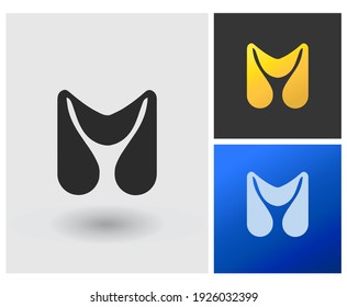 Logo de M con la letra Y negativa simple.