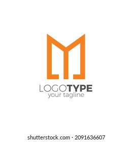 Logotipo M Simple Con Color Naranja