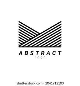 M logo stripe line abstract logo vector illustration monochrome minimalist logo