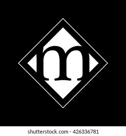 M Logo.. Vector Graphic Business Branding Letter Element Illustration. Cube Negative Space Design. Dark Background
