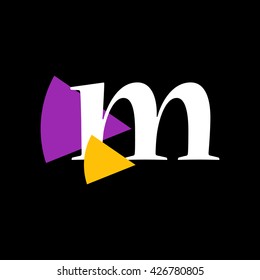 M Logo.. Vector Graphic Business Branding Letter Element Illustration with Colorful Triangles. Dark Background