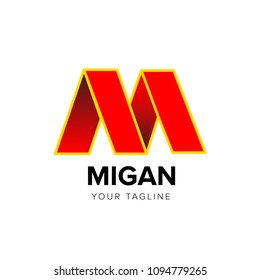 M logo vector illustration. Migan logo. Your tagline