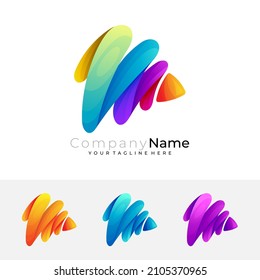 Vector de logotipo M, logotipo de letra M con diseño colorido