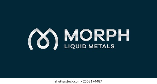 Logotipo M e gotículas de água, logotipo M simples