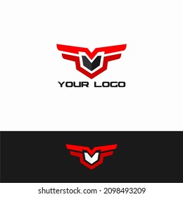 Logo de M y diseño vectorial del emblema de alas