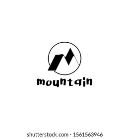 M logo.A design on the initials for an illustration of a mountain.