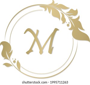 M Logo.Letra .Resumen del Vector de diseño M en colores dorados.