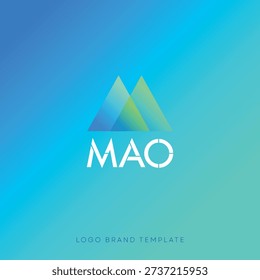 M logomark concept with logo text MAO. Logotype vector brand template fot nature company, mountain tourism, business, design