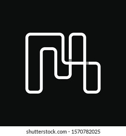 M Logotype Connecting Monoline Outline Black Logo Corporate 