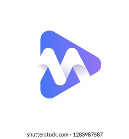 M logotype design. 3d icon with gradient. Isolated. Vector.