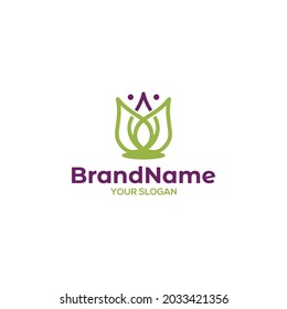 M Lotus Logo Design Vector