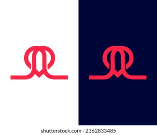 M con diseño de logotipo de icono de amor, logotipo de icono de amor, diseño de logotipo de letra m, vector de diseño de logotipo l