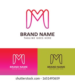 Elementos de plantilla de diseño del logotipo de amor M