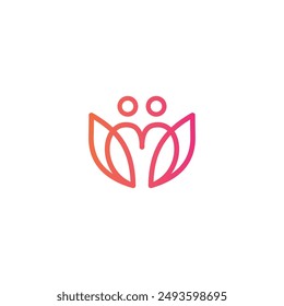 M Love Poeple Logo Design Vector. M Icon