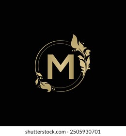 M diseño de Vector de logotipo de círculo de lujo