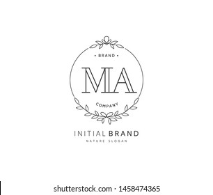 M A MA Beauty vector initial logo, handwriting logo of initial signature, wedding, fashion, jewerly, boutique, floral and botanical with creative template for any company or business.