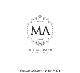 M A MA Beauty vector initial logo, handwriting logo of initial signature, wedding, fashion, jewerly, boutique, floral and botanical with creative template for any company or business.