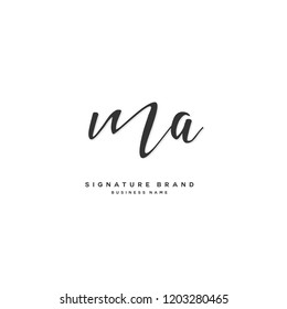 M A MA Initial letter handwriting and  signature logo concept design