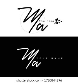 M A MA Initial letter handwriting and signature logo.	
