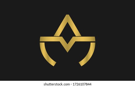 A , M , MA , diseño del logotipo de la carta AM y monograma. Letra A, M patrón de diseño de logotipo vectorial de corona vectorial. Logo de la corona abstracta.