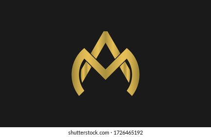 A , M , MA , AM letter logo design and monogram. Letter A, M crown vector logo design template.  Abstract crown logo.
