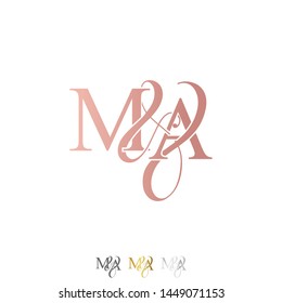 M & A / MA logo initial vector mark. Rose gold. gold. silver color.