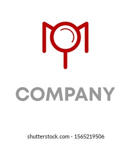 m magnifying glass logo vector design template sign