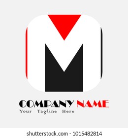 M mark negative space logo, Abstract icon with red and black colour for your company icon.
