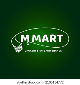 M mart Grocery store y marcas. Logo de M mart.