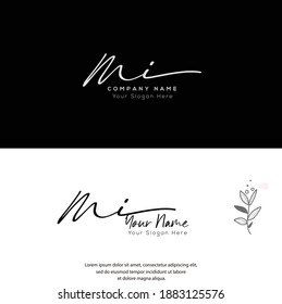 M I MI Initial letter handwriting and signature logo. Beauty vector initial logo .Fashion, boutique, floral and botanical