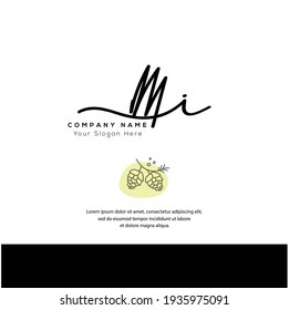  M I MI Initial letter handwriting and signature logo. Beauty vector initial logo .Fashion, boutique, floral and botanical	
