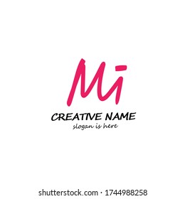 M i Mi initial logo handwriting template vector