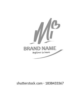 M i Mi initial logo handwriting template vector