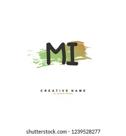M I MI Initial logo template vector. Letter logo concept