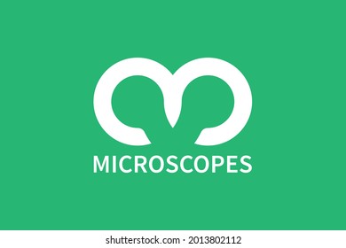 m microscope letter logo design unique.