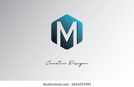 M Símbolo de Espaço Negativo Abstrato de Forma de Polígono Mínimo para Uso de Marca"