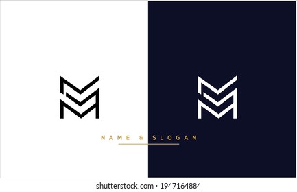 M ,MM  Abstract Letters Logo Monogram