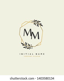 M MM Beauty vector initial logo of floral and botanical with creative template for any company or business.