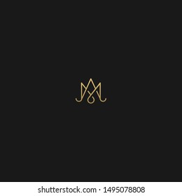 M MM  AM with crown logo in minimal design logo vector template