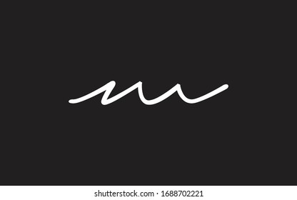 M Or Mm Cursive Letter Initial Logo Design Template Vector Illustration