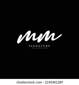 M MM Initial letter handwritten and signature vector image, modern style in joining template logo